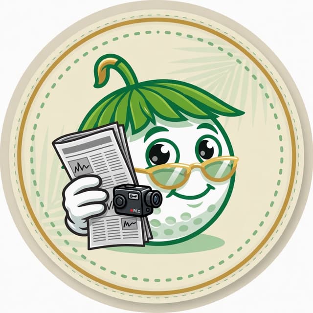 Local News mascot — golf ball with a newspaper and a camera