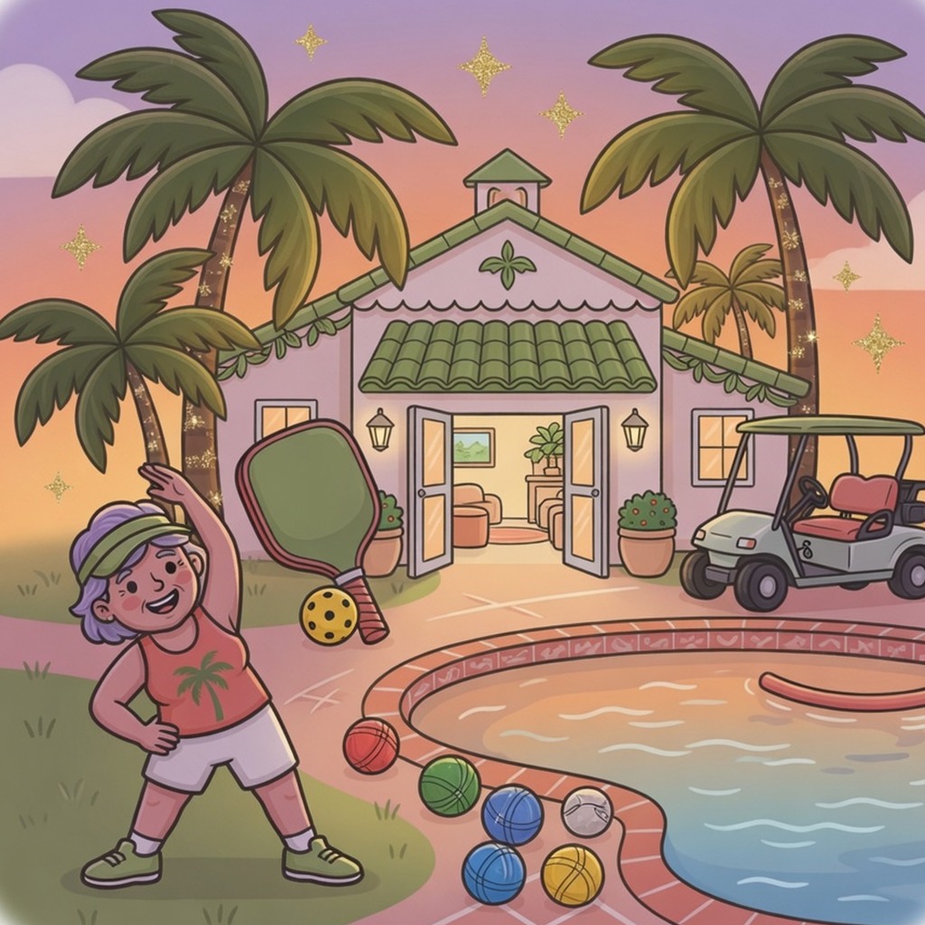 Whimsical illustration of DeLuna recreation center