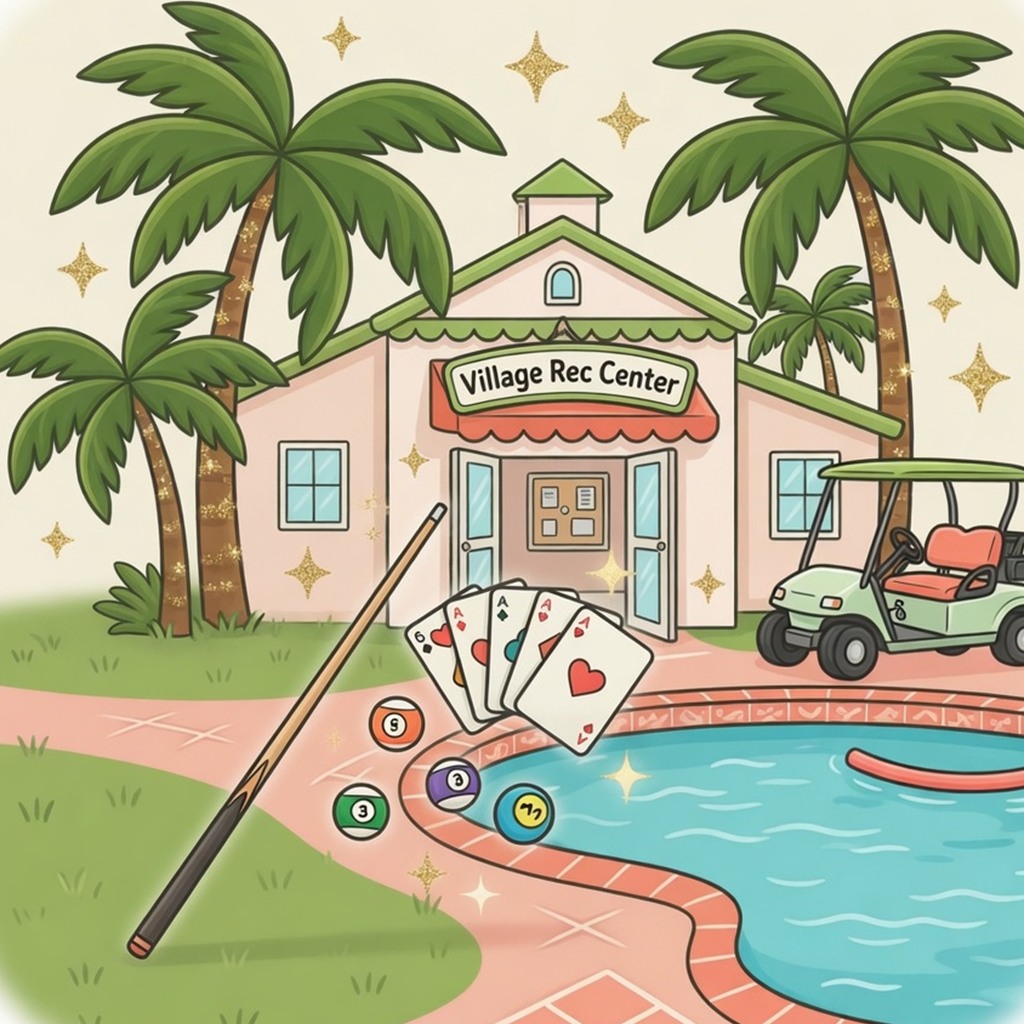 Whimsical illustration of Blanchard recreation center