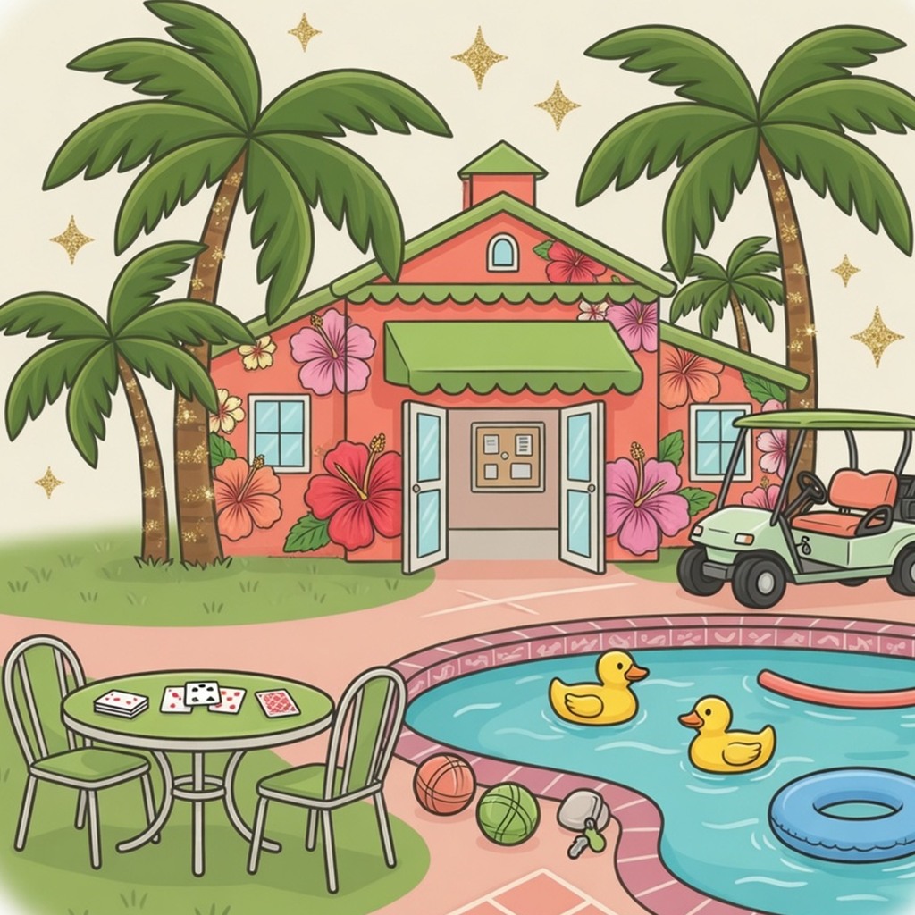 Whimsical illustration of Captiva recreation center